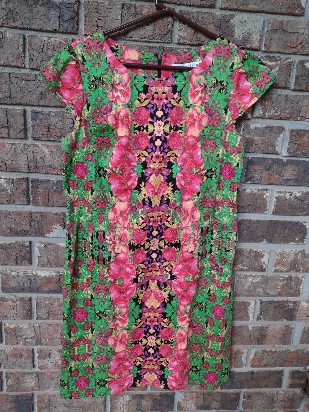 Madison Leigh Shift Dress Women's 10 Floral Multicolor Cap Sleeve Back Zip Knee